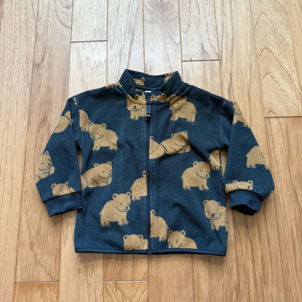 H&M Charcoal Bear Fleece Zip up Sweater